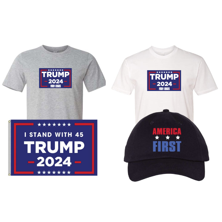 Trump 2024 T-Shirt & Flag Bundle